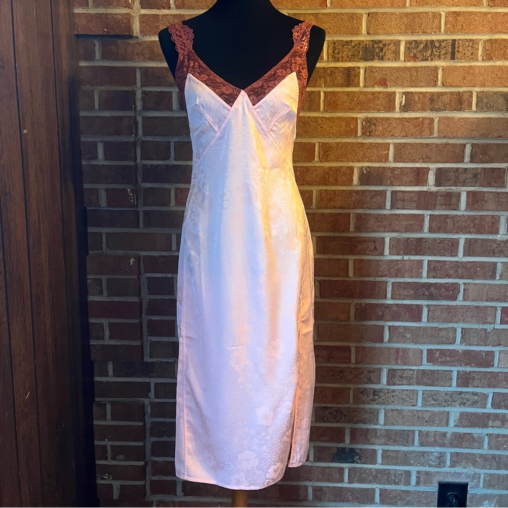 Free People Intimately Women XS Tell Me Why Midi Slip Pink Mauve Lace Adjustable